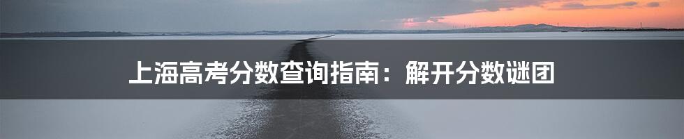 上海高考分数查询指南:解开分数谜团