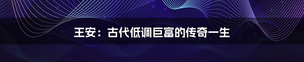 王安:古代低调巨富的传奇一生