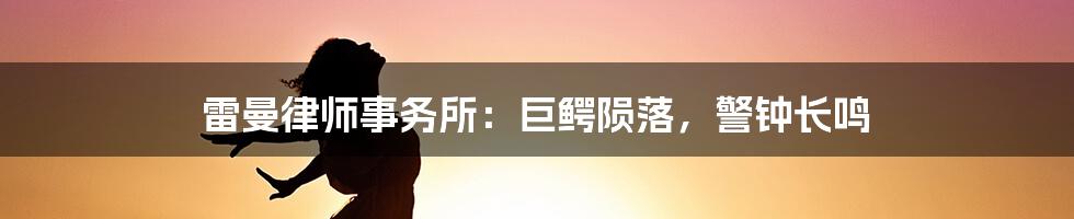 雷曼律师事务所：巨鳄陨落，警钟长鸣