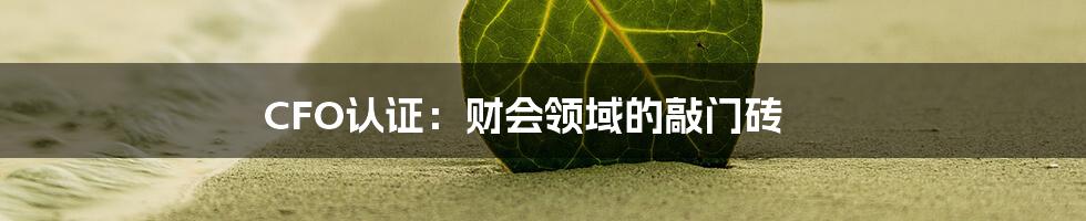 CFO认证：财会领域的敲门砖