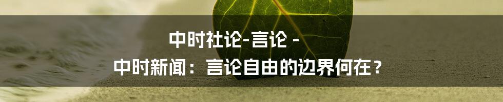 中时社论-言论 - 中时新闻:言论自由的边界何在?