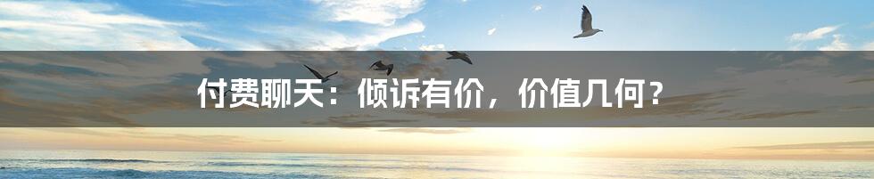 付费聊天:倾诉有价,价值几何?