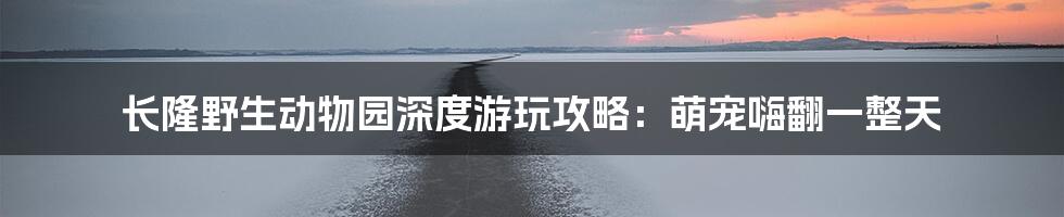 长隆野生动物园深度游玩攻略：萌宠嗨翻一整天