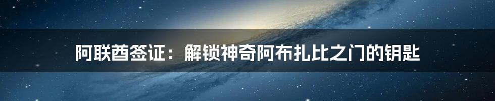 阿联酋签证:解锁神奇阿布扎比之门的钥匙