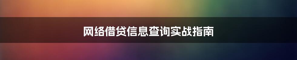 网络借贷信息查询实战指南