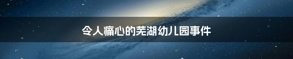 令人痛心的芜湖幼儿园事件