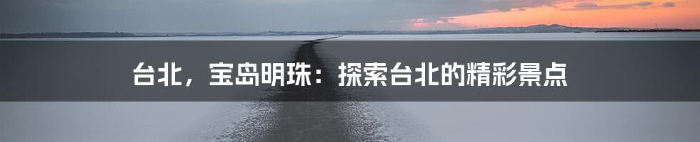 台北,宝岛明珠:探索台北的精彩景点