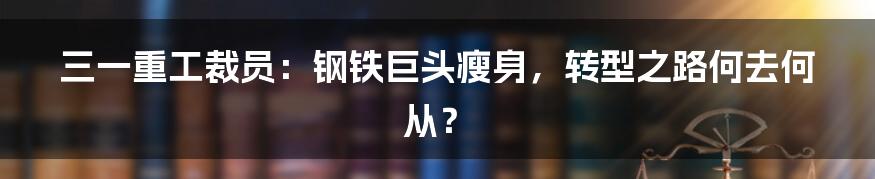 三一重工裁员:钢铁巨头瘦身,转型之路何去何从?