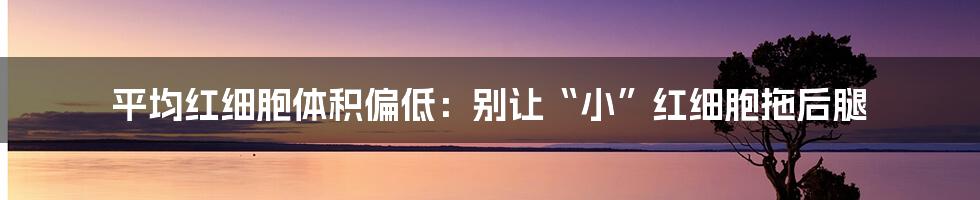 平均红细胞体积偏低:别让“小”红细胞拖后腿