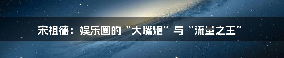 宋祖德：娱乐圈的“大嘴炮”与“流量之王”