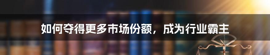 如何夺得更多市场份额,成为行业霸主