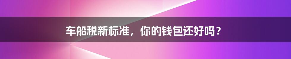 车船税新标准，你的钱包还好吗？