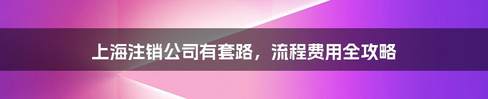 上海注销公司有套路,流程费用全攻略