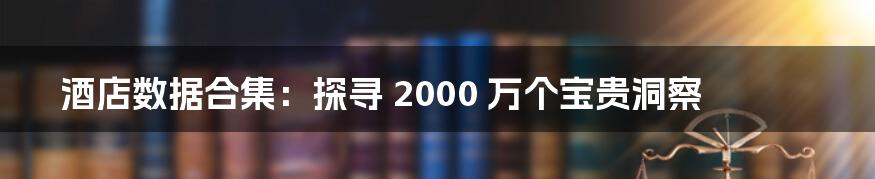 酒店数据合集：探寻 2000 万个宝贵洞察