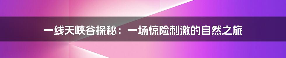 一线天峡谷探秘：一场惊险刺激的自然之旅