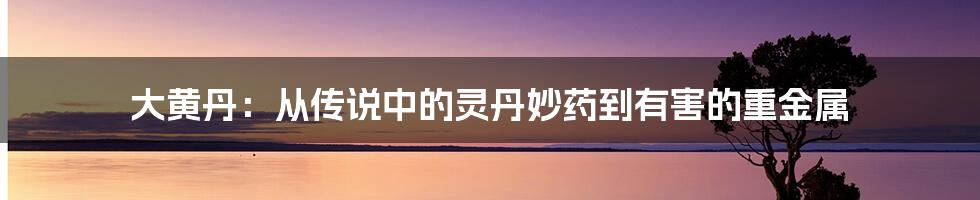 大黄丹：从传说中的灵丹妙药到有害的重金属