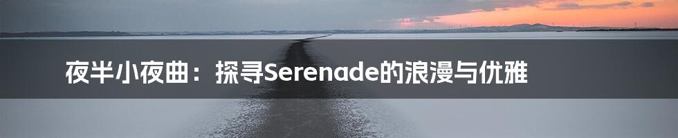 夜半小夜曲：探寻Serenade的浪漫与优雅
