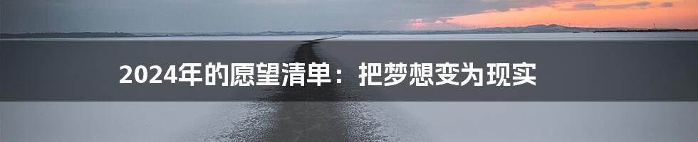2024年的愿望清单：把梦想变为现实