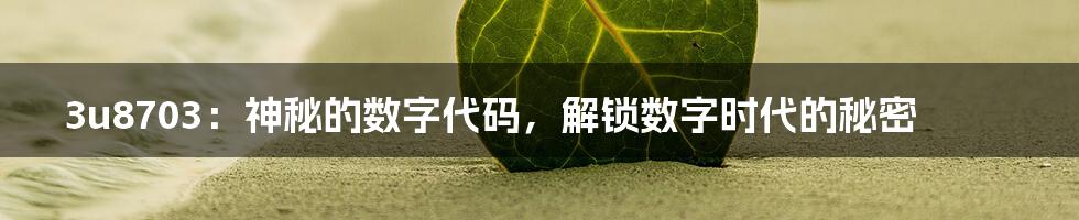 3u8703:神秘的数字代码,解锁数字时代的秘密