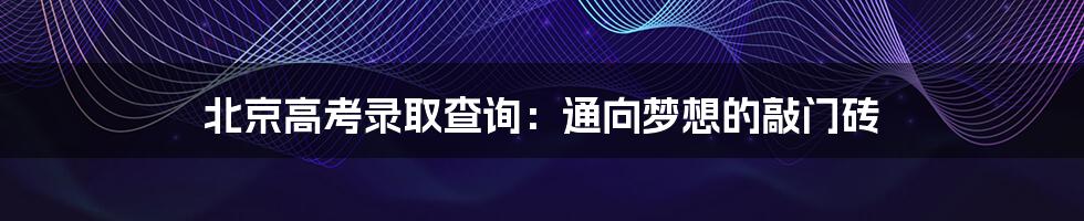 北京高考录取查询：通向梦想的敲门砖