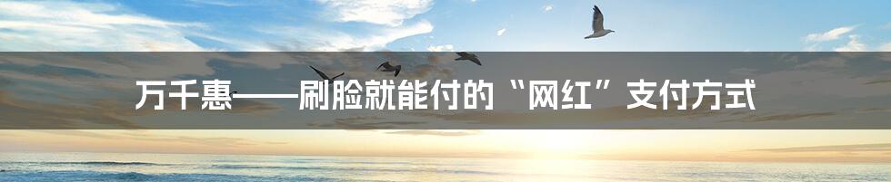 万千惠——刷脸就能付的“网红”支付方式