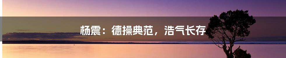 杨震:德操典范,浩气长存