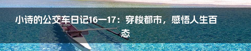 小诗的公交车日记16一17:穿梭都市,感悟人生百态
