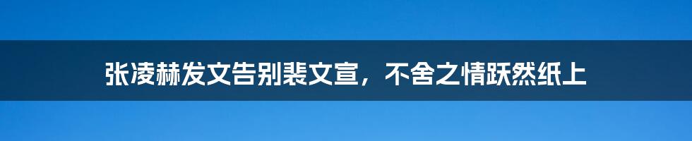 张凌赫发文告别裴文宣,不舍之情跃然纸上