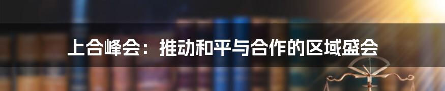 上合峰会:推动和平与合作的区域盛会