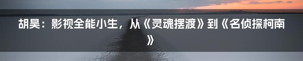 胡昊:影视全能小生,从《灵魂摆渡》到《名侦探柯南》