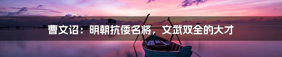 曹文诏：明朝抗倭名将，文武双全的大才