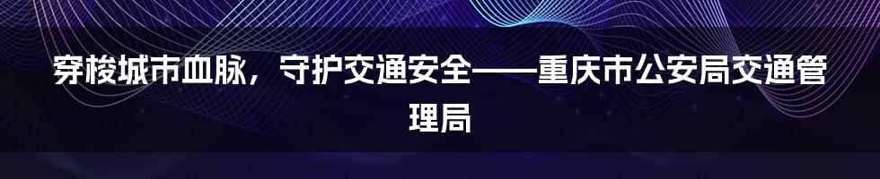 穿梭城市血脉，守护交通安全——重庆市公安局交通管理局