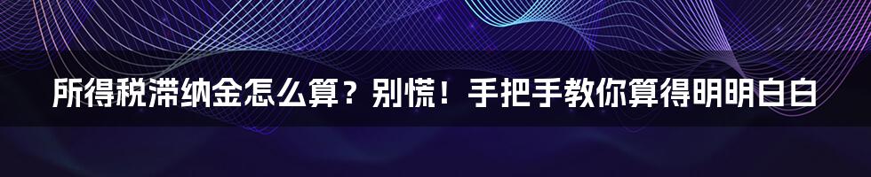 所得税滞纳金怎么算?别慌!手把手教你算得明明白白
