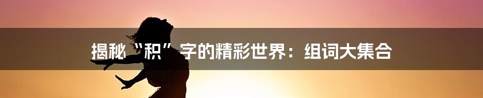 揭秘“积”字的精彩世界：组词大集合