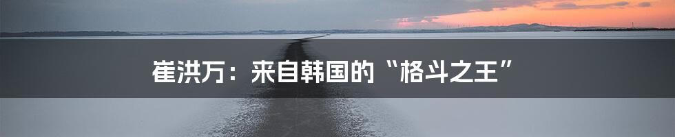 崔洪万:来自韩国的“格斗之王”