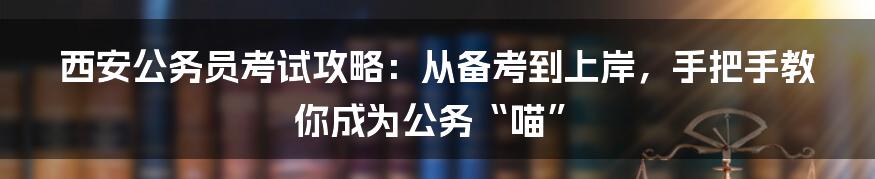 西安公务员考试攻略：从备考到上岸，手把手教你成为公务“喵”
