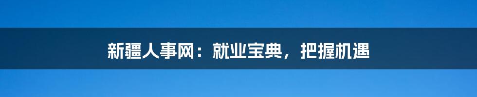 新疆人事网:就业宝典,把握机遇