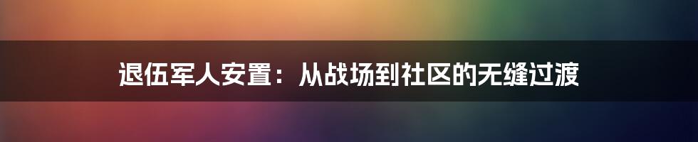 退伍军人安置:从战场到社区的无缝过渡