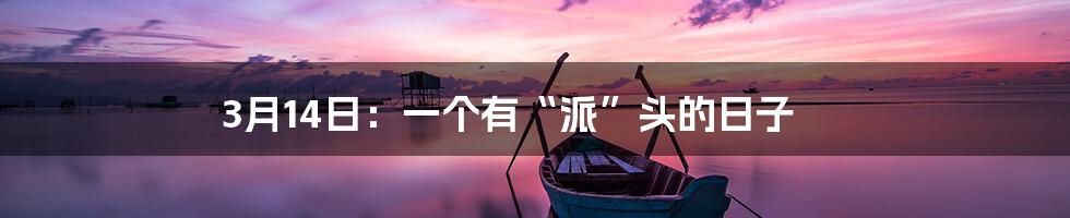 3月14日:一个有“派”头的日子