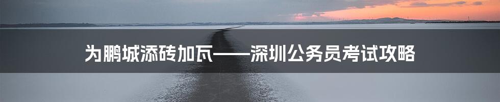 为鹏城添砖加瓦——深圳公务员考试攻略