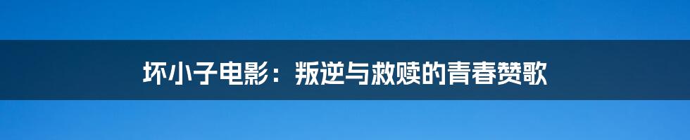 坏小子电影:叛逆与救赎的青春赞歌