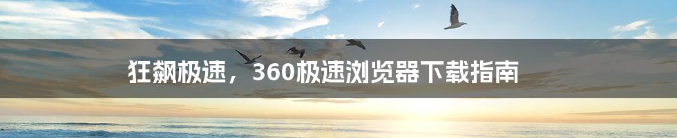 狂飙极速,360极速浏览器下载指南