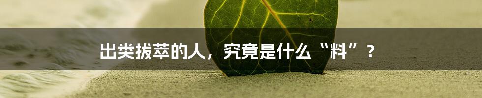 出类拔萃的人，究竟是什么“料”？