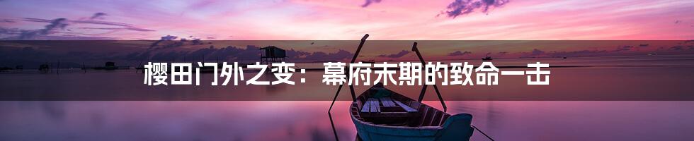 樱田门外之变:幕府末期的致命一击