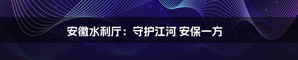 安徽水利厅:守护江河 安保一方