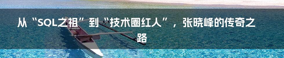 从“SQL之祖”到“技术圈红人”,张晓峰的传奇之路
