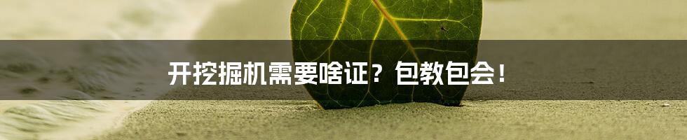 开挖掘机需要啥证?包教包会!