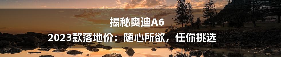 揭秘奥迪A6 2023款落地价:随心所欲,任你挑选