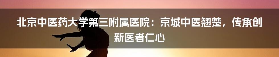 北京中医药大学第三附属医院:京城中医翘楚,传承创新医者仁心