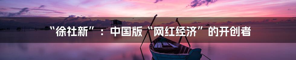 “徐社新”：中国版“网红经济”的开创者